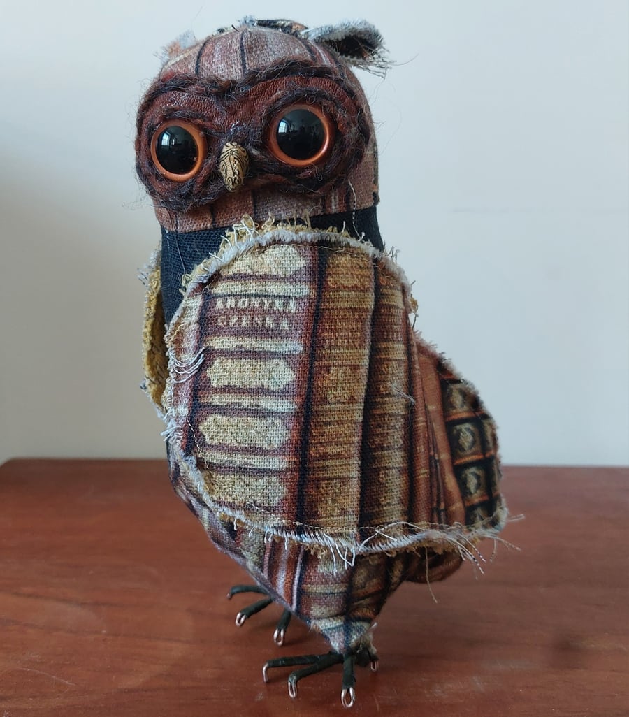 Quirky Owl Fabric Soft Sculpture Decoration Ornament