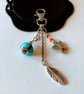Lampwork Bead, Leaf & Butterfly Bag Charm - Image 1