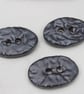 3 Medium Oval Metallic Leaf Pattern Handmade Ceramic Buttons - Image 2