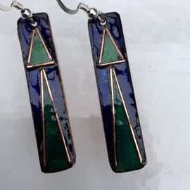 Royal blue enamelled modern earrings