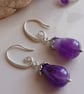 Handmade tear drop amethyst earrings, gift for women, dangle earrings - Image 2