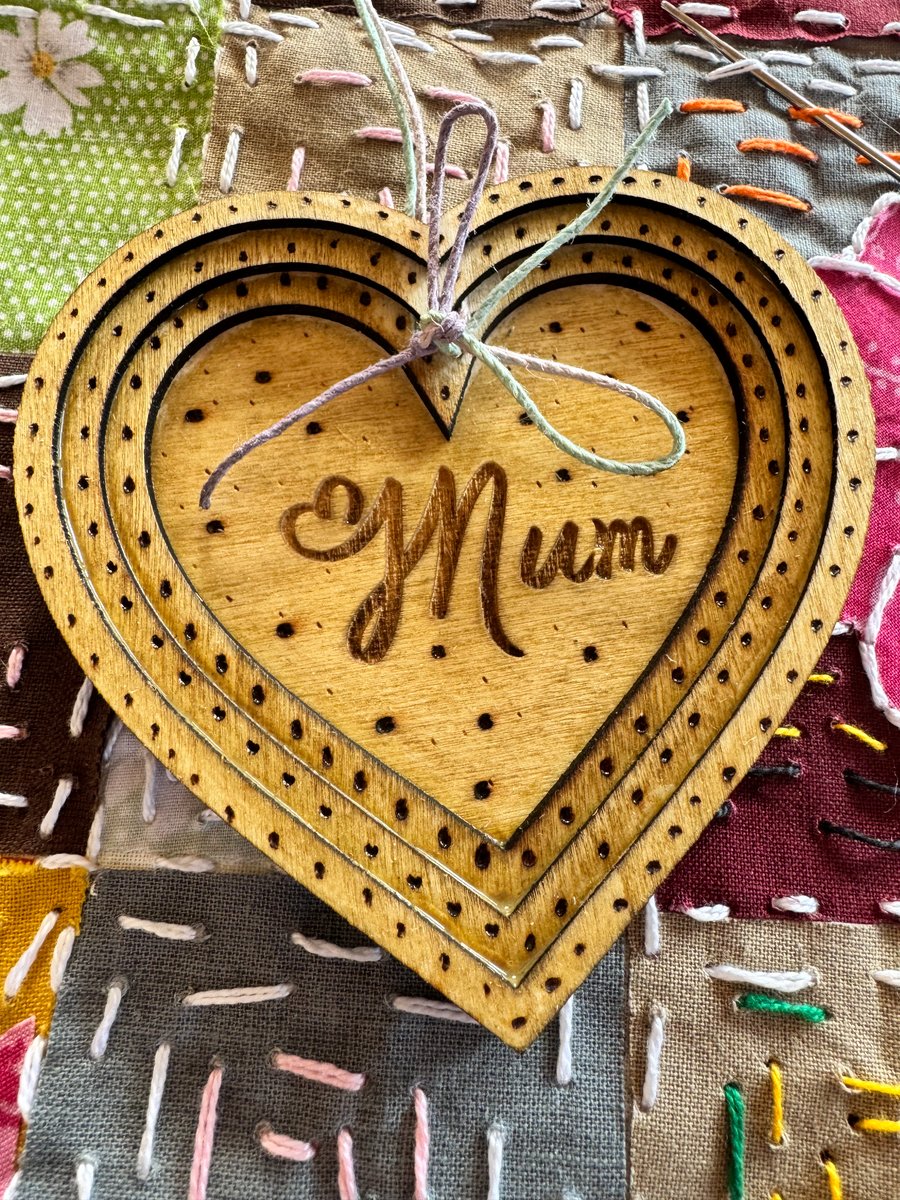 Mother’s Day gift, layered heart, alternative, everlasting card. Hanging gift