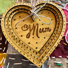 Mother’s Day gift, layered heart, alternative, everlasting card. Hanging gift