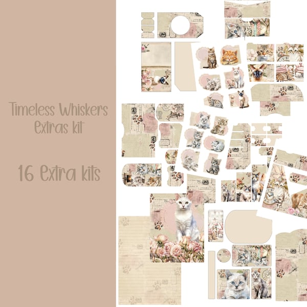 Timeless Whiskers Extras kit Scrapbooking, Ephemera, Journal, Digital Download