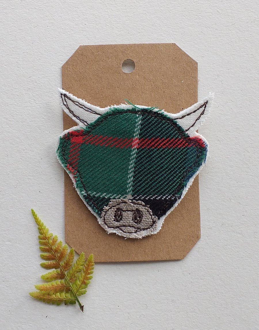Embroidered Highland Cow Brooch