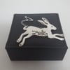 Leaping hare silver brooch