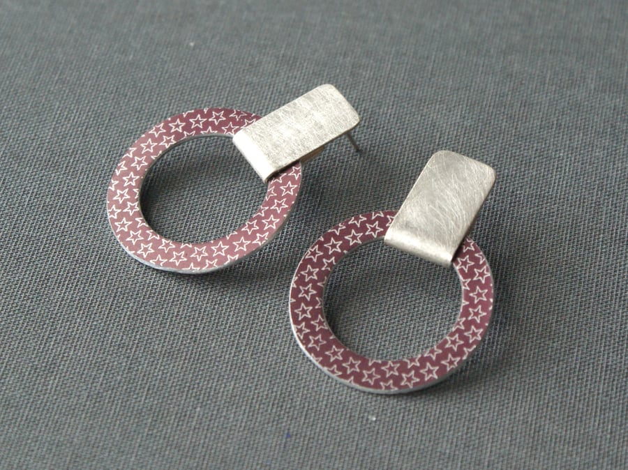Colour pop circle studs burgundy