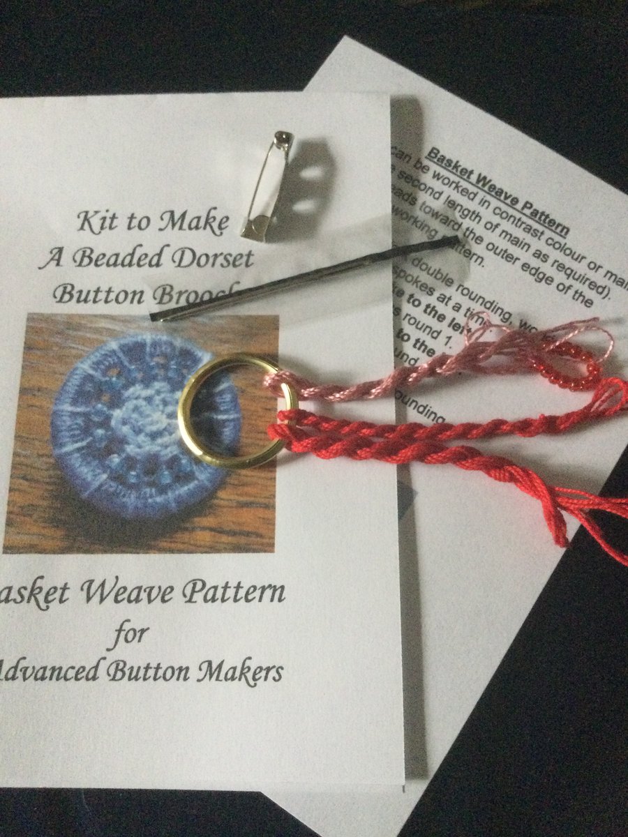 Kit for a Beaded Dorset Button Brooch, Basketweave  Design BB3