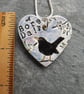 Handmade Ceramic Bore Da Blackbird heart pendant - Image 4