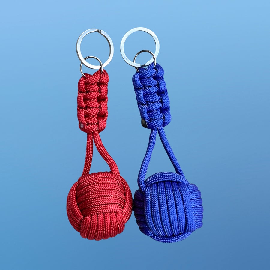 Handmade Monkey Fist Keyring - Duo Set - Great Value - Primary Collection