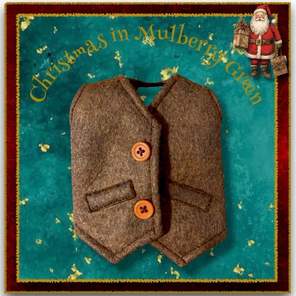 Tailored Felt Waistcoat - Lined with Autumn Leaf Print Cotton