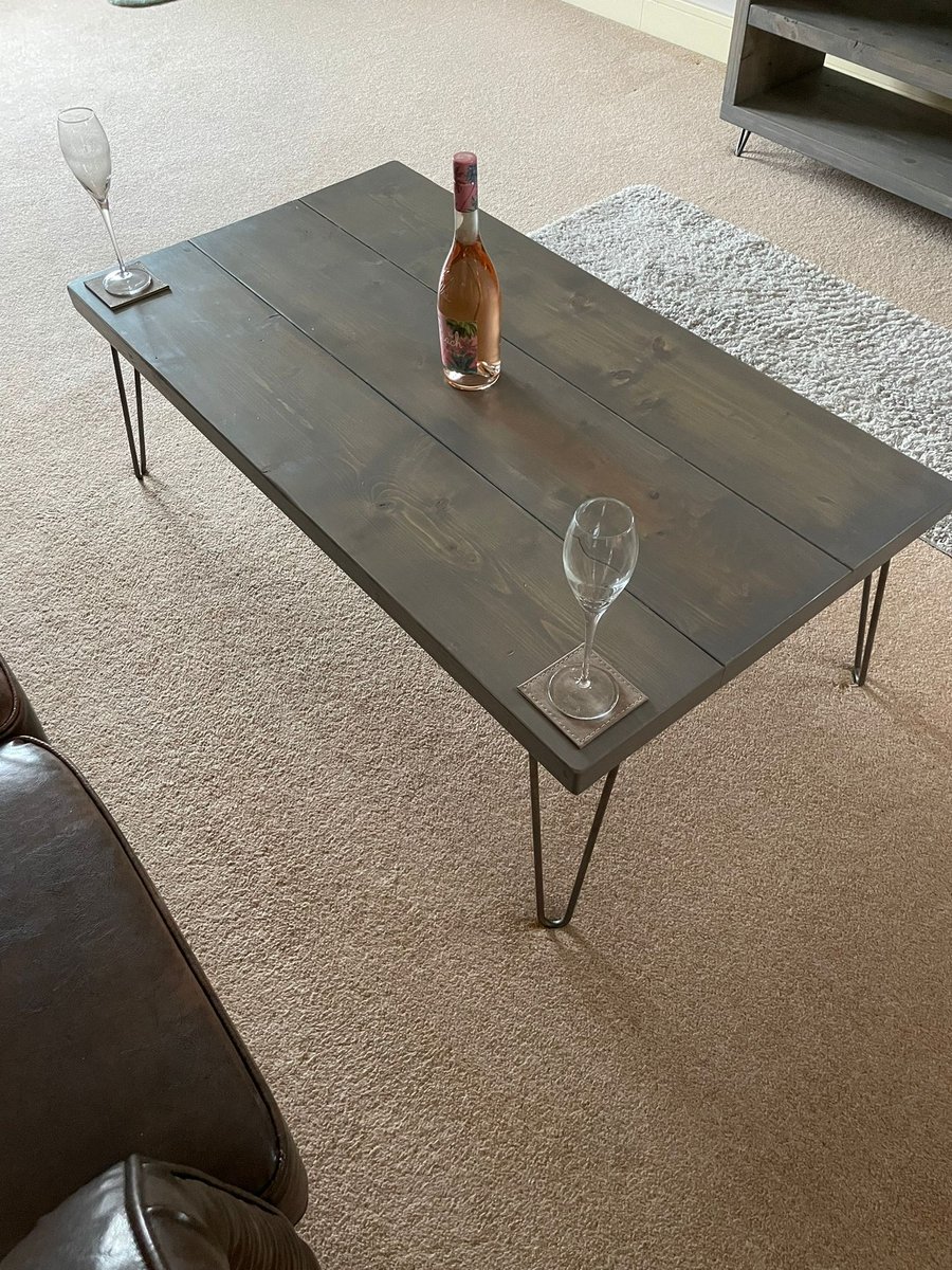 Solid Wooden Handmade Coffee Table Sleek Farmhouse Table Living Room Centerpiece