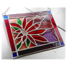 Framed Flower Stained Glass Suncatcher Dahlia Handmade 001