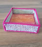 Small tray for small desk items - watercolour pattern with magenta edging - Image 1