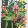 She's in the garden' - linoprint
