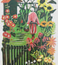She's in the garden' - linoprint