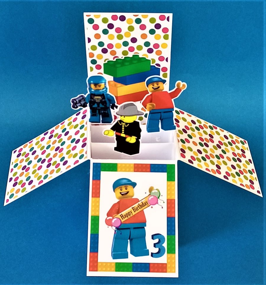 Lego style 3rd Birthday Card