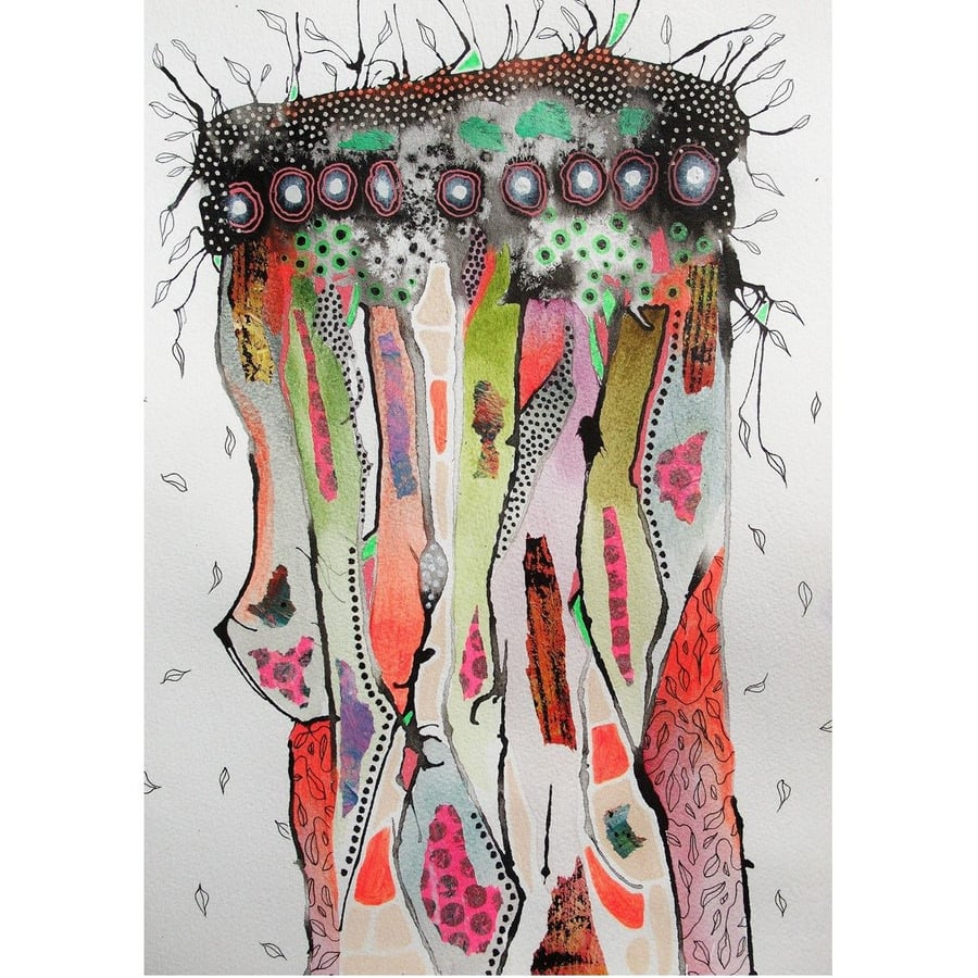 Abstract Painting Watercolour & Ink Mixed Media Contemporary Modernist Artwork 