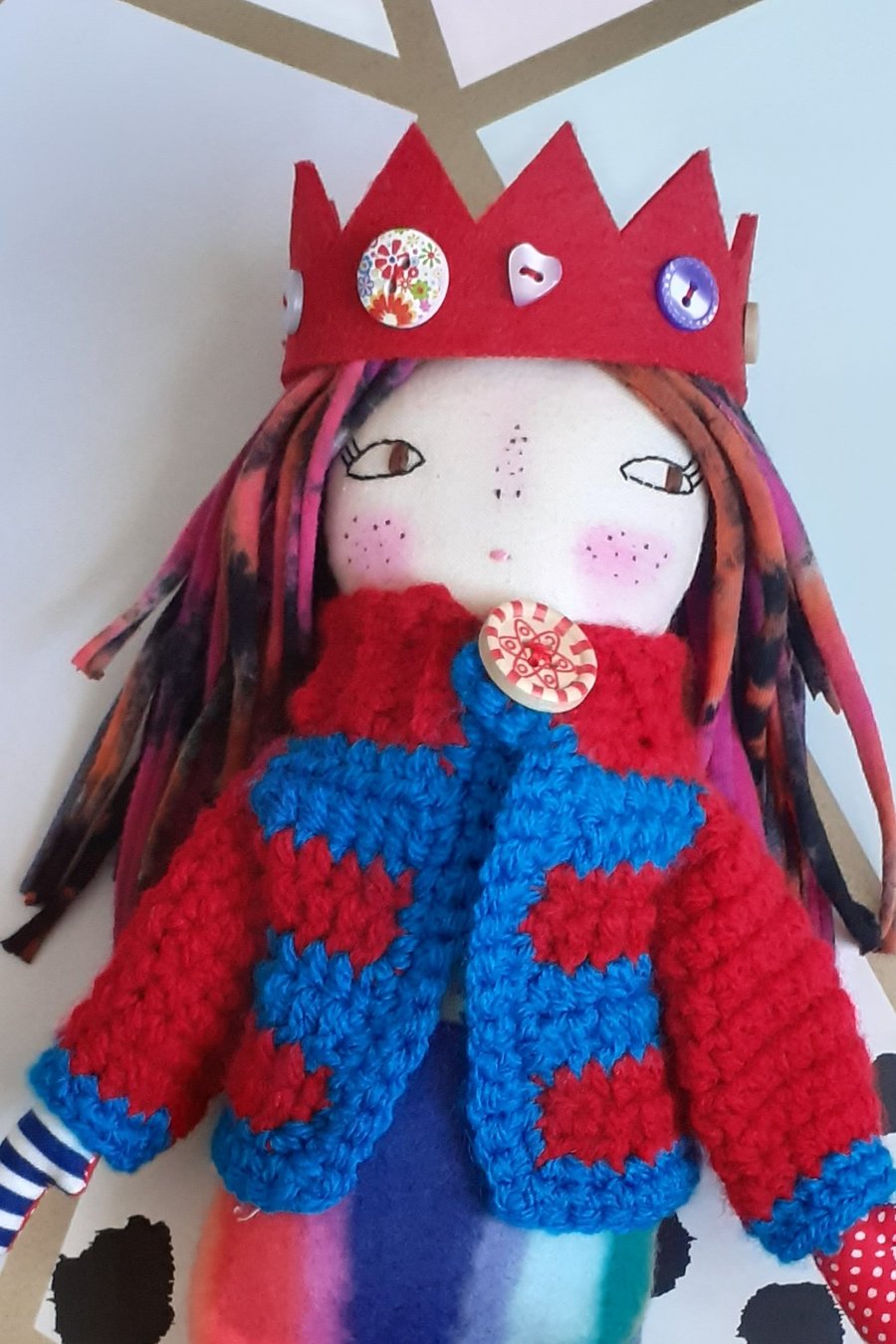 EDWINA, Hand crafted collectible keepsake textile doll