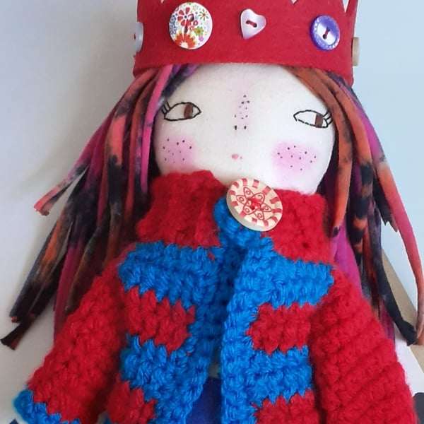 EDWINA, Hand crafted collectible keepsake textile doll