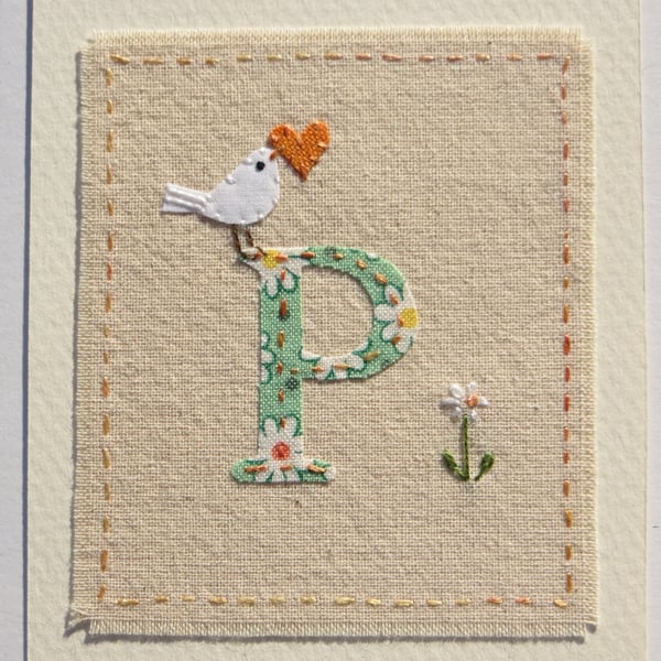 Sweet little hand-stitched letter P - new baby, Christening or birthday