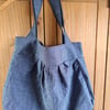 Blue linen soft tote 