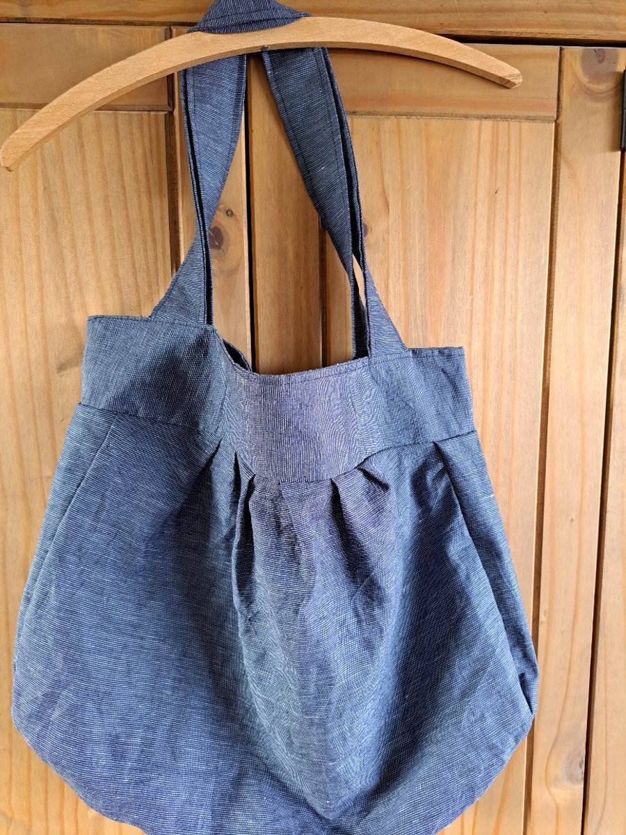 Blue linen soft tote 