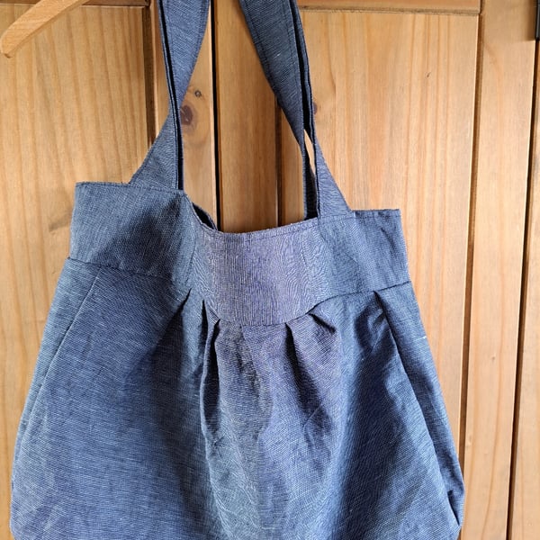 Blue linen soft tote 