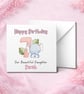 Personalised 7th Birthday Card with Cute Elephant and Name, Custom Age Children