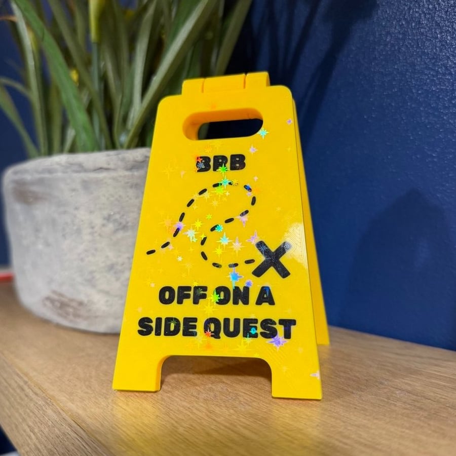 Funny ADHD Gift - Folding BRB On A Side Quest Warning Sign - AuDHD Autism Decor