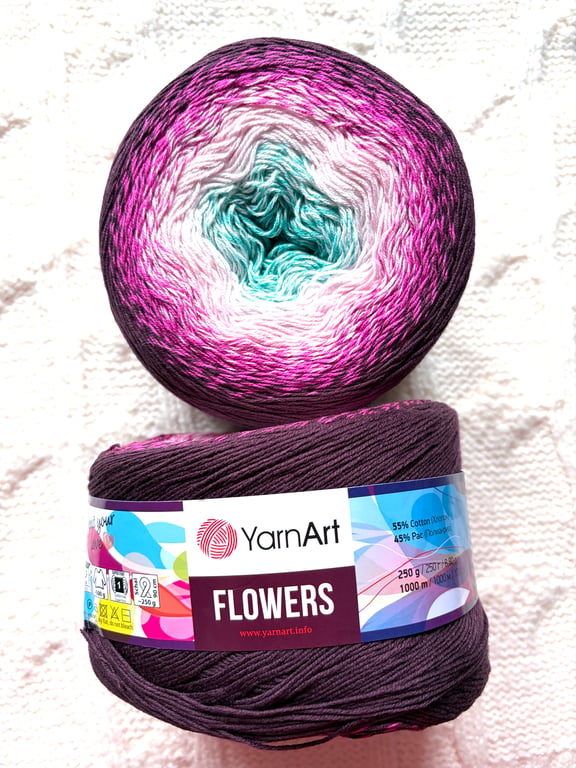 1 cake x 250g YarnArt Flowers Yarn Cake - Colour 301 : Cotton Blend