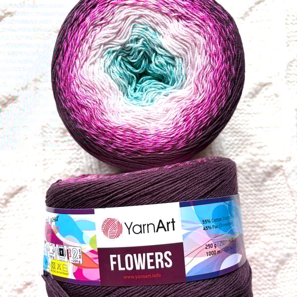 1 cake x 250g YarnArt Flowers Yarn Cake - Colour 301 : Cotton Blend