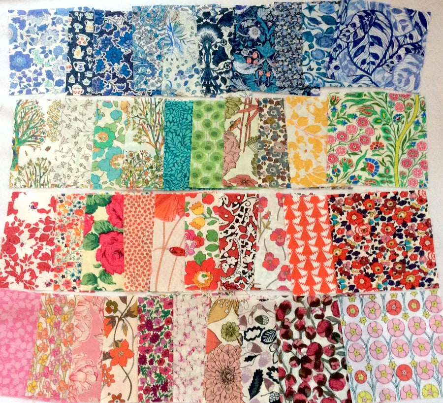 36 Liberty Fabric Scraps 3" Charm Squares : MULTICOLOURS : Patchwork Bundle