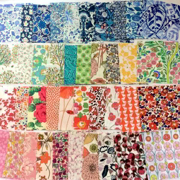 36 Liberty Fabric Scraps 3" Charm Squares : MULTICOLOURS : Patchwork Bundle
