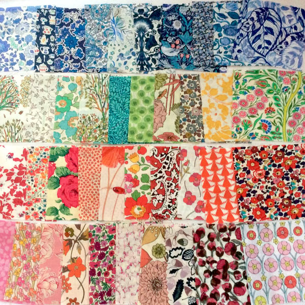 36 Liberty Fabric Scraps 3" Charm Squares : MULTICOLOURS : Patchwork Bundle