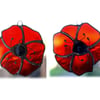 Poppy Suncatcher Stained Glass Small Handmade Red Flower 003 004