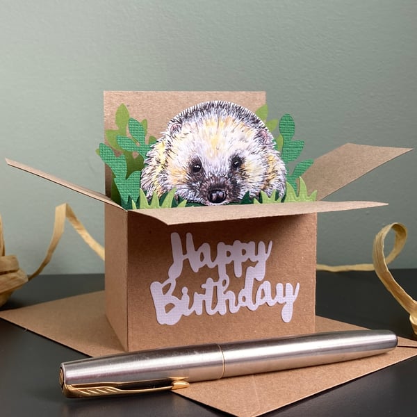Hedgehog Card; Personalised, Birthday or Blank. Gift card for wildlife lover