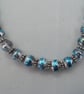 Blue and Silver Sparkly Necklace and Earrings Set - Image 2