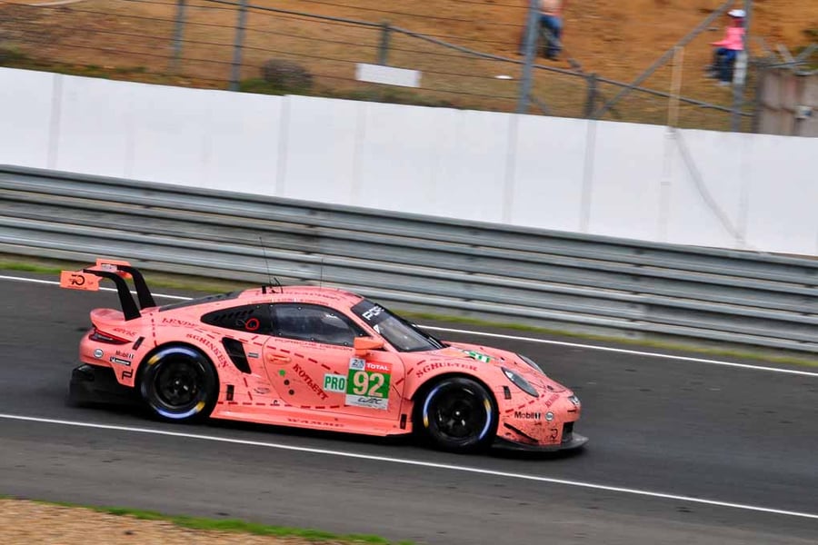 Porsche 911 RSR Pink Pig 24 Hours of Le Mans 2018 18"X12" Print