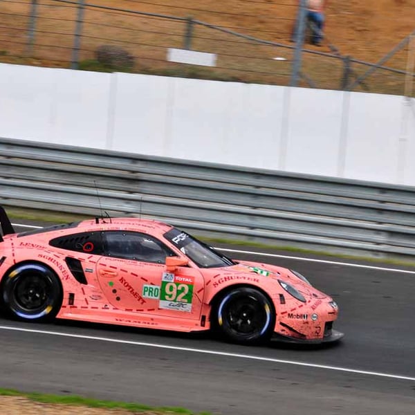 Porsche 911 RSR Pink Pig 24 Hours of Le Mans 2018 18"X12" Print