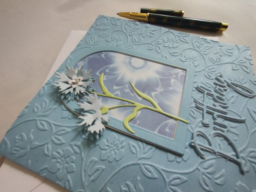 Beautiful Blue Floral Birthday Card 