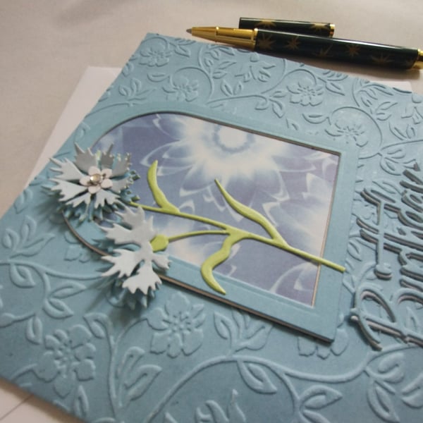 Beautiful Blue Floral Birthday Card 