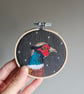 Handmade fabric Pheasant mini hoop hanging decoration, grey, Christmas