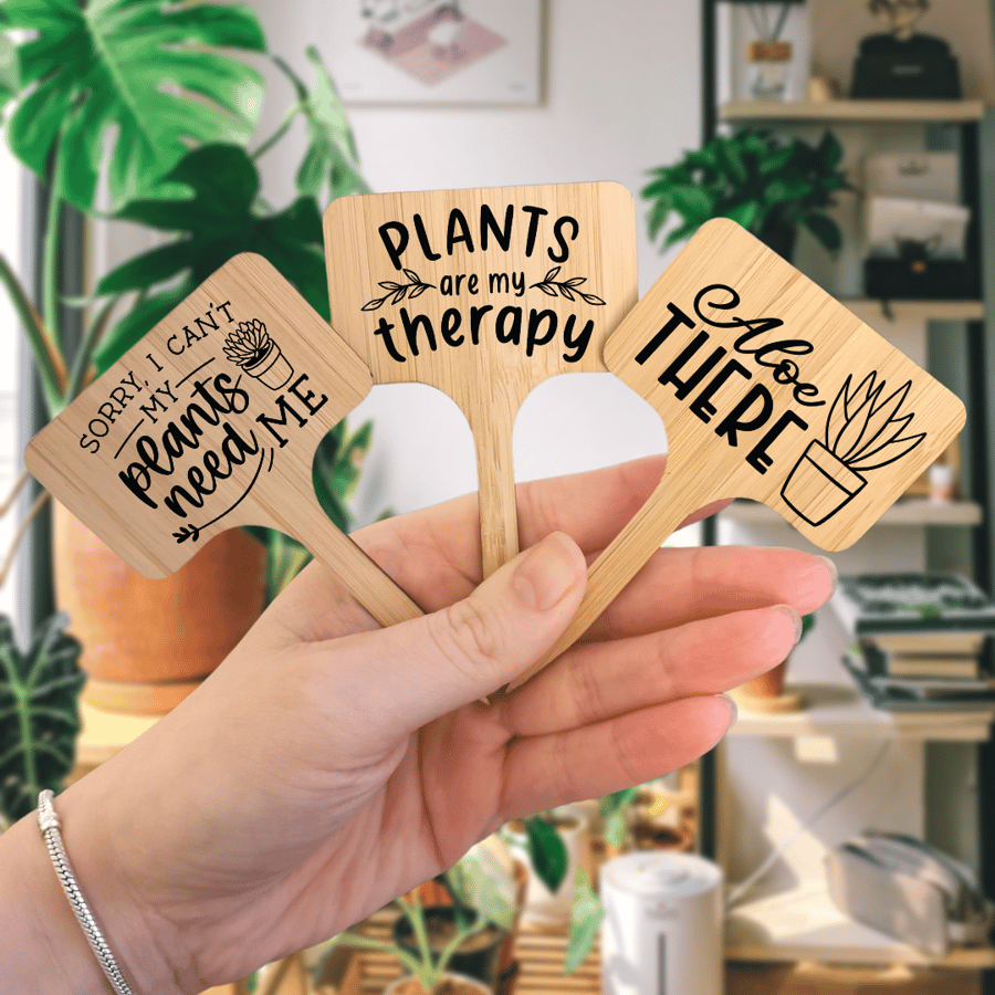 Personalised Wooden Plant Markers - Funny Plant Stakes - Indoor Plant Labels