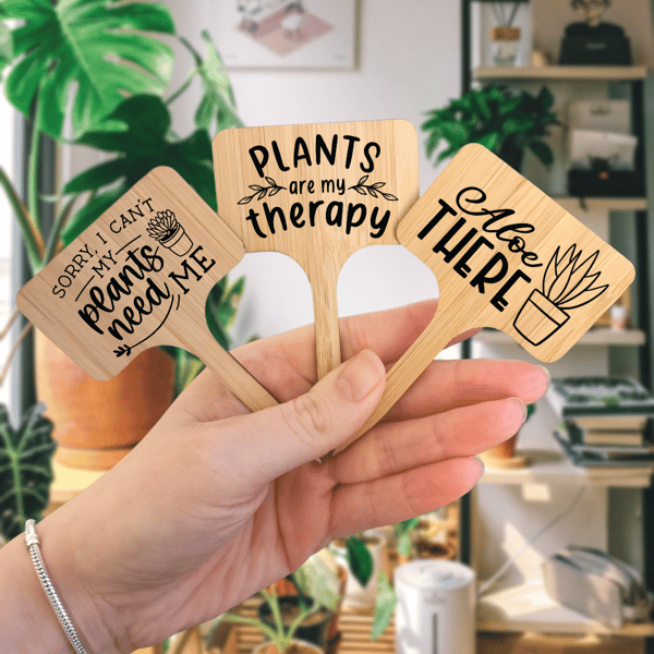 Personalised Wooden Plant Markers - Funny Plant Stakes - Indoor Plant Labels