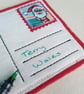 Santa Holiday Textile Postcard Decoration - blank for your written message - Image 4