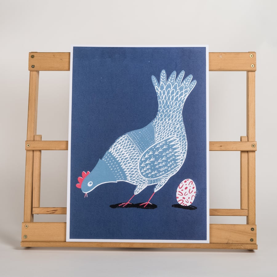 Chicken and Egg Print - Dark Blue