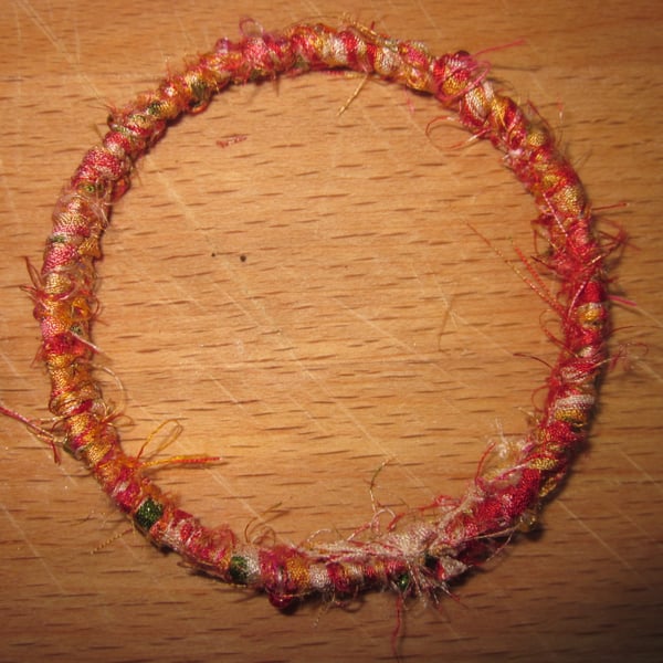 Textile bangle 'Gaillardia' small to medium - recycled sari silk