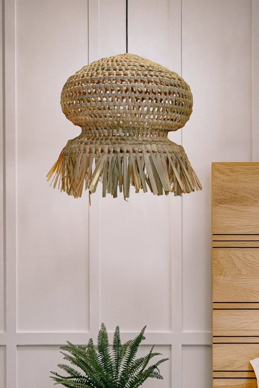 Traditional African Pendant Fringes Lampshade, Handmade Lamp Shade, Fiber Lanter