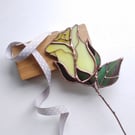 Stained Glass Yellow Rosebud - handmade in Hampshire
